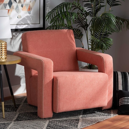 Baxton Studio Madian Modern & Contemporary Light Red Fabric Upholstered Armchair 204-12581